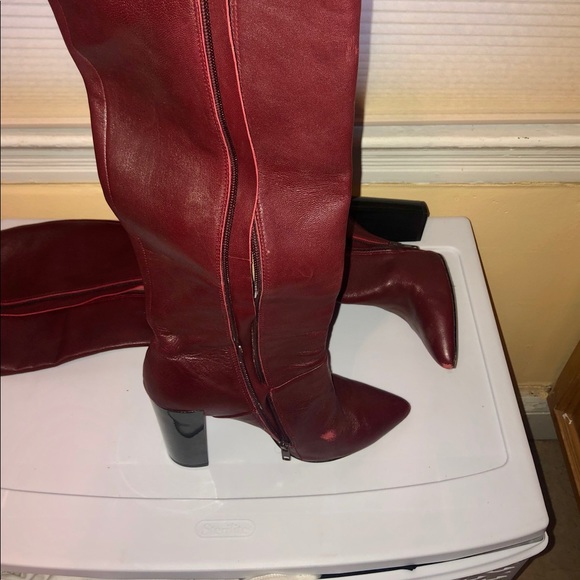 Renvy tall boots - Burgundy. Block heel pointy - Picture 4 of 7